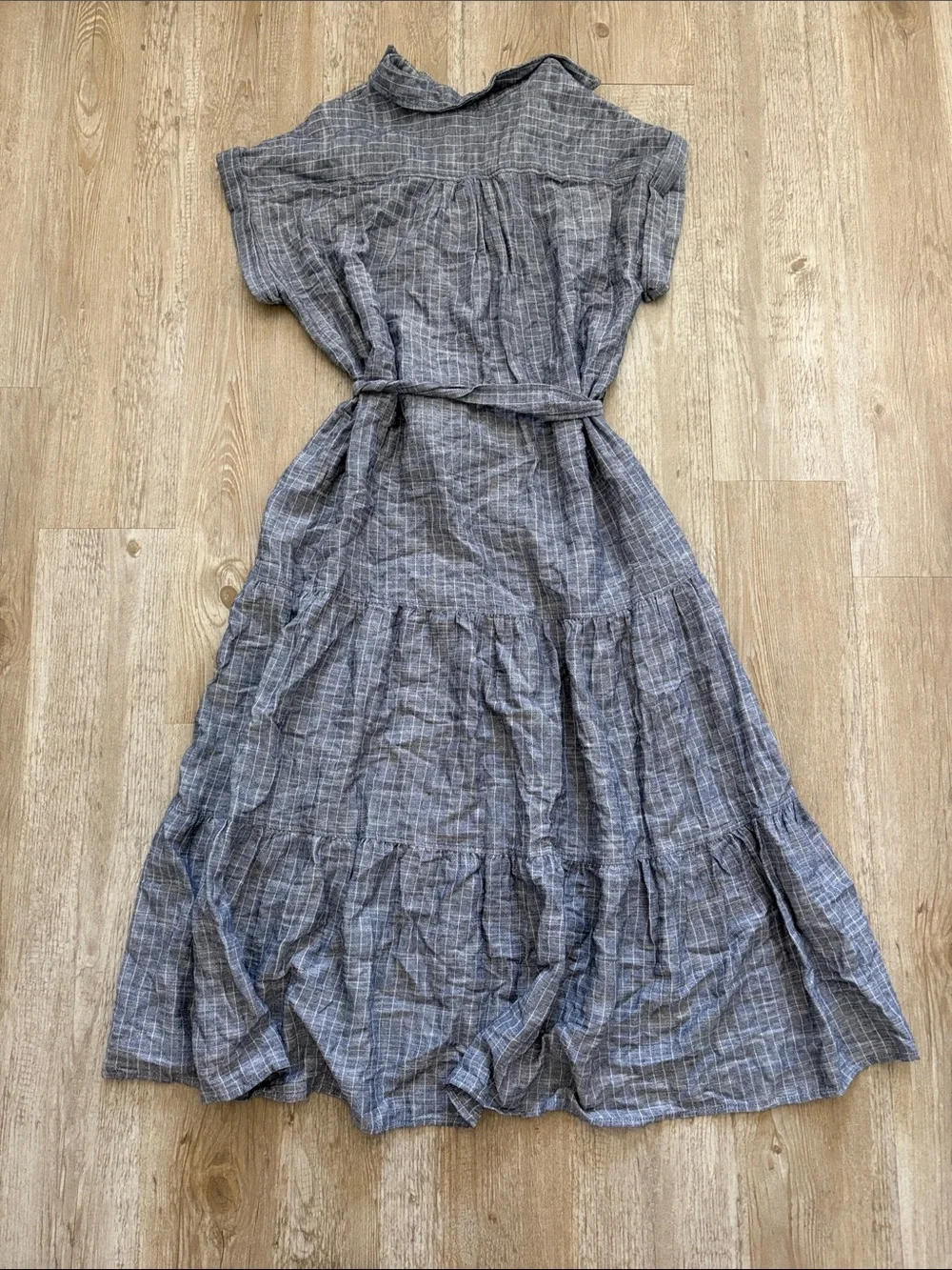 Max Stuido NWT Lightweight Blue Cotton Linen Blend MIDI Dress with Tie Waist - Picture 3 of 7